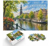 Amsterdam Canal Scene Paper Jigsaw Puzzle 1000pcs (70x50cm) Gift for Adults | For classic jigsaw enjoyment: Adult jigsaw puzzle with 1000 pieces brings a classic challenge to rainy-day downtime.