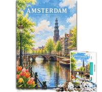 Amsterdam Canal Summer Adult Puzzle 1000pcs (70x50cm) | For the Christmas break: Adult jigsaw puzzle with 1000 pieces gives adults a calm winter activity.