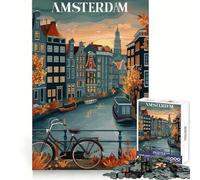 Amsterdam Canal Sunset 1000 Pieces Jigsaws Adults Puzzles Gifts Think Training Unwind Easily Defined Edges Merry Gift (50x75cm)