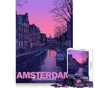 Amsterdam Canal Sunset 1000 Pieces Jigsaws Adults Puzzles Logic Practice Pleasant Leisure Clean Edges Perfect Present (50x75cm)