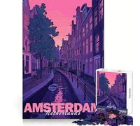 Amsterdam Canal Sunset Jigsaw 1000 Pieces for Teenagers Thinking Skill Mindful Escape Neat Edges (50x75cm)