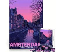 Amsterdam Canal Sunset Puzzle for Teenagers 1000 Pieces Brain Teasing Soothing Hobby Solid Lock Thoughtful Gift (38x52cm)