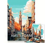 Amsterdam Canal View Jigsaw Puzzle1000 Pieces Brain Boosting Play Zero Gap Cozy Indoor Entertainment for All (50x75cm)