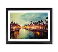 Amsterdam Canal Watercolour Vol.3 Framed Print | A2 Black Framed Wall Art | Ready to Hang | Modern Historical Picture | Living Room Bedroom Lounge Office