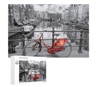 Amsterdam Canal with Red Bicycle Adult Puzzle, 1000 PCS, Relaxing Jigsaw Activity, A Satisfying Project for Experienced Puzzlers, for Puzzle Fans