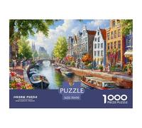 Amsterdam Canal1000Pieces JigsawPuzzleslandscape ForAdults Challenging Brainteasing Age12+byth EducationalGames Fun, Challenging 70x50cm/1000pcs