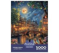 Amsterdam Canal1000Pieces JigsawPuzzleslandscape ForAdults Colourful Brainteasing Age12+byth ThemeFlowersandBirds Brainteasing Adults Jigsaw Puzzle 70x50cm/1000pcs