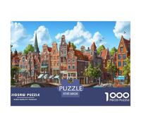 Amsterdam Canal1000Pieces JigsawPuzzleslandscape ForAdults Colourful LargePiecePuzzles Age12+byth EducationalGame Fun, Challenging 38x26cm/1000pcs