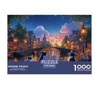 Amsterdam Canal1000Pieces JigsawPuzzleslandscape ForAdults Colourful LargePiecePuzzles Age12+byth HomeDecoration Uncover The Puzzle 38x26cm/1000pcs