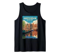 Amsterdam Canals Vintage Art Print for Home or Office Tank Top