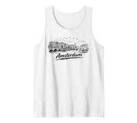 Amsterdam City Canal Bicycles Travel Sketch Art Tank Top