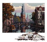 Amsterdam City Pixel Art Puzzles 500 Pieces Wooden Puzzles for Adults & Teenager Stress Relief Toys 500pcs (52x38cm)