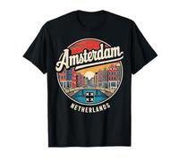 Amsterdam City Travel Vintage Circle Design T-Shirt