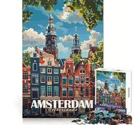 Amsterdam Cityscape 1000 Piece Jigsaw Puzzles for Adults Teenagers Focus Training Quiet Recreation Fine Edges Joyful Xmas (50x75cm)
