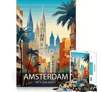 Amsterdam Cityscape 1000 Piece Jigsaws for Adults Mind Train Fun Precision Cut Smooth Edges Absorbing Activity for Quiet Nights (38x52cm)