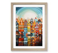 Amsterdam Geometric No.3 Framed Print | A2 Oak Framed Wall Art | Ready to Hang | Modern Fantasy Picture | Living Room Bedroom Lounge Office