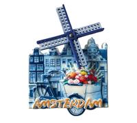 Amsterdam Holland 3D Windmill Fridge Magnet Souvenir Gift,Resin Handmade Amsterdam Refrigerator Magnet Home & Kitchen Decoration Collection