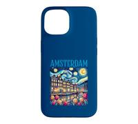 Amsterdam In Starry Night Van Gogh Style Graphic Case for iPhone 15