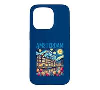 Amsterdam In Starry Night Van Gogh Style Graphic Case for iPhone 15 Pro