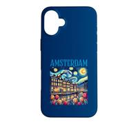 Amsterdam In Starry Night Van Gogh Style Graphic Case for iPhone 16 Plus