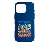 Amsterdam In Starry Night Van Gogh Style Graphic Case for iPhone 16 Pro