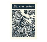 Amsterdam Minimalist City Maps Poster, City Coordinates Print, Landmark Apartment Home Decor, A3 (Print Only) - 42x29.7cm