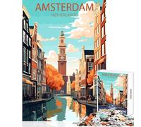 Amsterdam Netherlands 1000 Teenager Pieces Jigsaw Puzzle Birthday Gifts Suitable for Couples DIY Toys Suitable for People Aged 14 And Above size 38x26cm