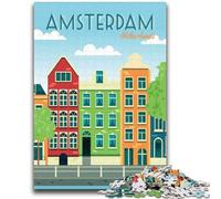 Amsterdam Netherlands Adult Jigsaw Puzzles 1000 Pieces, Help The Brain Exercise Addictive Toys to Cultivate Patience Unique Challenge Game 1000pcs(26x38cm)