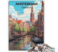Amsterdam Netherlands Adult Jigsaw Puzzles 1000 Pieces, Staycation Kill Time Birthday Present, Gifts, Wall Art for 14+ 1000pcs(50x75cm)