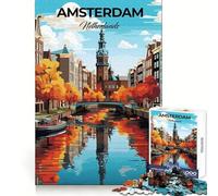Amsterdam Netherlands Adults 1000 Pieces Puzzle Cognitive Skill Mind Soothing Fun Solid Lock (38X52CM)