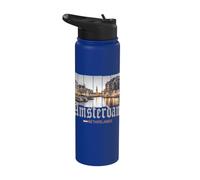 Amsterdam Netherlands at Night Holland Vintage Souvenir Stainless Steel Insulated Water Bottle