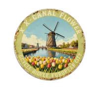 Amsterdam Netherlands Canal Flower Bicycle Dutch Metal Tin Sign Plaque