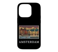 Amsterdam Netherlands Europe Canal Bridge Retro Travel Case for iPhone 14 Pro