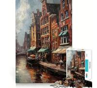 Amsterdam Netherlands Jigsaw for Adults1000 Pieces Mind Boost Game Seamless Fit Precise Pieces Relaxing Indoor Group Activity (38x26cm)