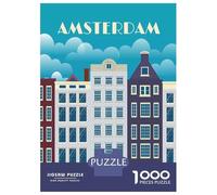 Amsterdam Netherlands Jigsaw Puzzle 1000 Pieces, Romantic City Break Scene, 1000 Pieces for Adults, Travel Gift for Adults, Screen-Free Fun, 38x26cm/1000pcs