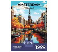 Amsterdam Netherlands Jigsaw Puzzle 1000 Pieces, Romantic City Break Scene, Matte Printed Jigsaw for Travel Lovers, Screen-Free Fun, 52x38cm/1000pcs