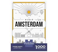 Amsterdam Netherlands Jigsaw Puzzle 1000 Pieces, Romantic City Break Scene, Premium Paper Puzzle, Decorative Artwork for Travel Lovers, Birthday Gift, 70x50cm/1000pcs