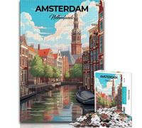 Amsterdam Netherlands Jigsaw Puzzles 1000 Pieces for Adults Teens,Challenging Game And Family Play for Is Ideal As A Gift for The Whole Family 38x26cm