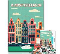 Amsterdam Netherlands Jigsaw Puzzles 1000 Pieces for Adults Teens,Decompressing Intellectual Educational Toy Great Gifts And Toys 38x26cm