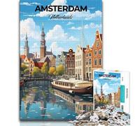 Amsterdam Netherlands Jigsaw Puzzles 1000 Pieces for Adults Teens,Decompressing Intellectual Educational Toy Great Gifts And Toys 50x75cm