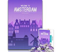 Amsterdam Netherlands Jigsaw Puzzles for Adults Teenagers Jigsaws Puzzle,Stress Reliever Difficult Challenge Suitable for Desktop Decoration 38x26cm