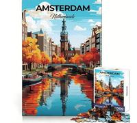 Amsterdam Netherlands Jigsaw Puzzles for Adults1000 Pieces Thought Training Restful Escape Uniform Cut Merry Gift (50X75CM)
