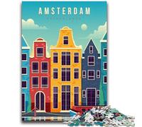 Amsterdam Netherlands JigsawPuzzle 1000 Pieces for Teenagers, Family Activity with Matching Poster And Trivia Sheet for Age 14+ 1000pcs(26x38cm)