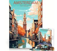 Amsterdam Netherlands Jigsaws for Adults1000 Pieces Smart Exercise Restful Pleasure Accurate Edges Xmas Surprise (38X26CM)