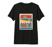 Amsterdam Netherlands Pop Retro Cityscape Holland Premium T-Shirt