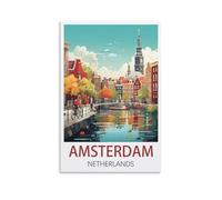 Amsterdam Netherlands Travel Poster Canvas Art Print Office Family Bedroom Decorative Posters Gift Wall Decor Poster 16x24inch(40x60cm) Unframe