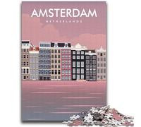 Amsterdam Netherlands Travel Print Jigsaw Puzzles for Adults 2000 Piece, Staycation Kill Time Birthday Present, Gifts, Wall Art for 14+ 2000pcs(70x100cm)