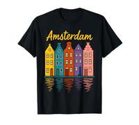 Amsterdam Netherlands Travel Souvenir Colorful Buildings T-Shirt
