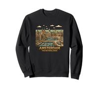 Amsterdam Netherlands Travel Souvenir Retro City Skyline Sweatshirt