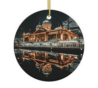 Amsterdam Night View Print Christmas Tree Ceramic Hanging,Christmas Tree Print Holiday Pendant Ornament